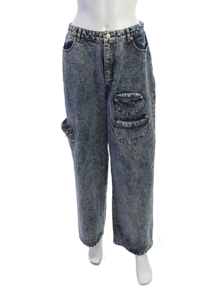 By.DYLN Womens Wide Leg High Rise Blue Jeans Size M