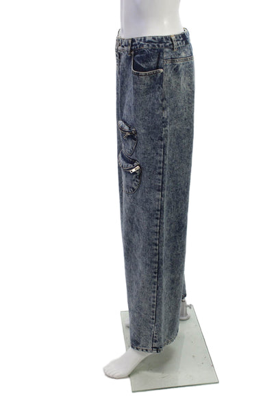 By.DYLN Womens Wide Leg High Rise Blue Jeans Size M