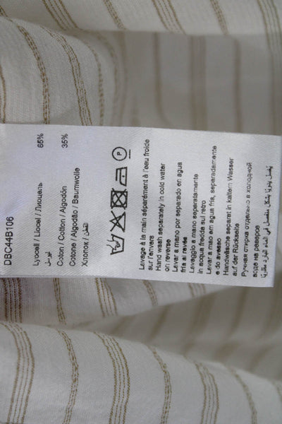 Gerard Darel Women Collared Striped Lyocell White Button-Up 3/4 Sleeve Size 1