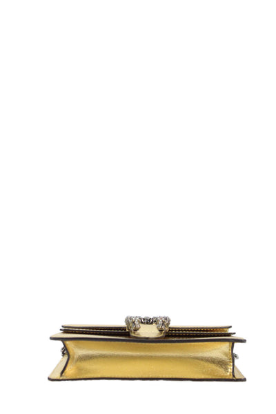 Gucci Womens Metallic Crystal Snake Dionysus Super Mini Handbag Gold Tone
