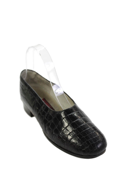 Maylin Womens Crocodile Print Slide On Flats Black Size 37 7