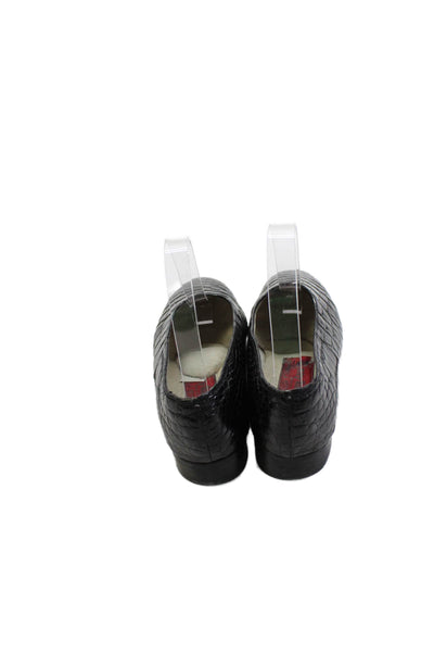 Maylin Womens Crocodile Print Slide On Flats Black Size 37 7