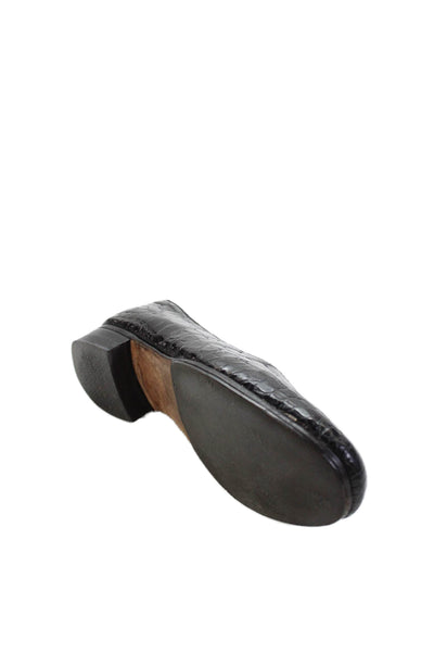 Maylin Womens Crocodile Print Slide On Flats Black Size 37 7