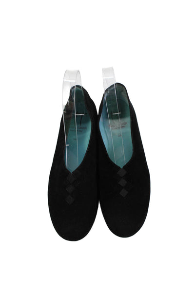 Thierry Rabotin Womens Suede Diamond Front Ballet Flats Black Size 36 6