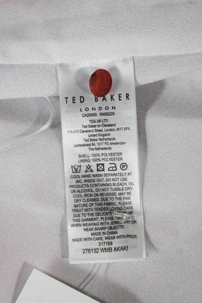 Ted Baker London Womens Halter Floral Sleeveless Blouse White Polyester Size 2