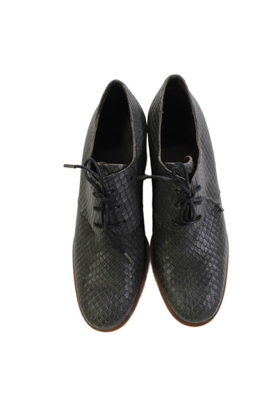 Coclico Womens Snakeskin Print Lace Up Pumps Grey Size 38 8