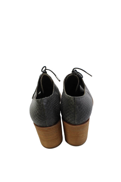 Coclico Womens Snakeskin Print Lace Up Pumps Grey Size 38 8