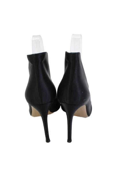 Gianvito Rossi Womens Satin Peep Toe Stiletto Ankle Boots Black Size 37.5 7.5