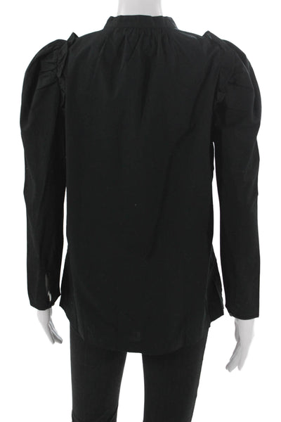 J Crew Women Tunic Collared Long Sleeve Black Cotton Size S