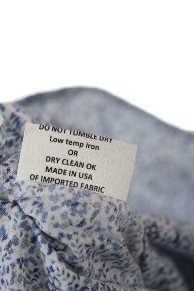 Sara Campbell Womens Tunic Blouse Blue Floral 3/4 Sleeve Organic Cotton Size XS