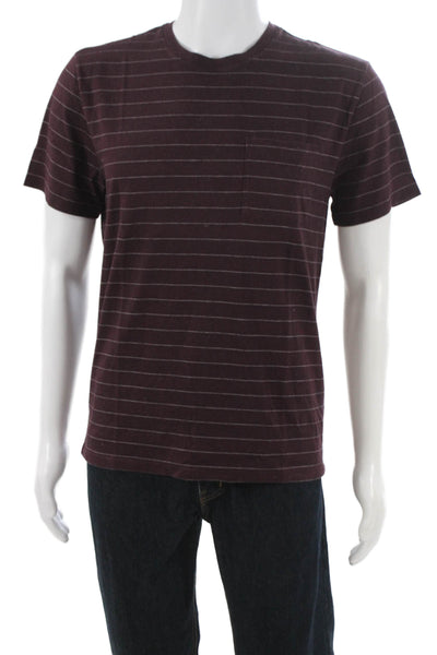 Vince Mens Striped Purple Pima Cotton Crew Neck Short Sleeve T-Shirt Size S