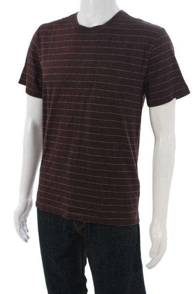 Vince Mens Striped Purple Pima Cotton Crew Neck Short Sleeve T-Shirt Size S