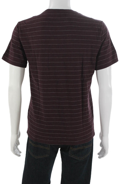 Vince Mens Striped Purple Pima Cotton Crew Neck Short Sleeve T-Shirt Size S