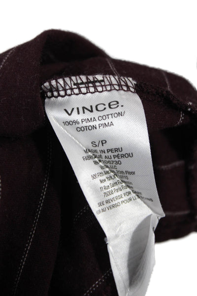 Vince Mens Striped Purple Pima Cotton Crew Neck Short Sleeve T-Shirt Size S