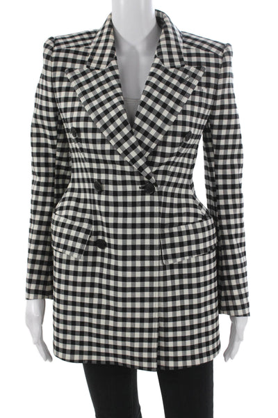 Balenciaga Women Black Check Basic Jacket Button Closure Long Sleeve Size 36