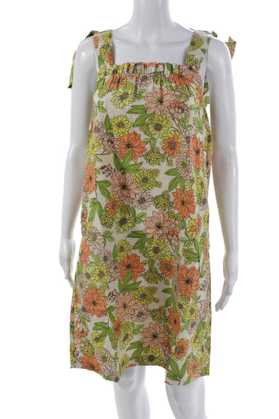 J Crew Womens Multicolor Floral Sundress Square Neck Sleeveless Cotton Size XS