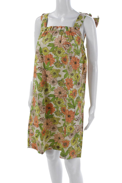 J Crew Womens Multicolor Floral Sundress Square Neck Sleeveless Cotton Size XS