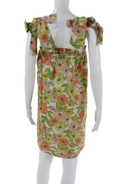 J Crew Womens Multicolor Floral Sundress Square Neck Sleeveless Cotton Size XS