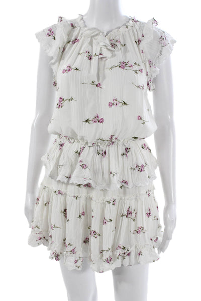 Skylar + Madison Womens Mini Dress White Rayon Short Sleeve Round Neck Size S