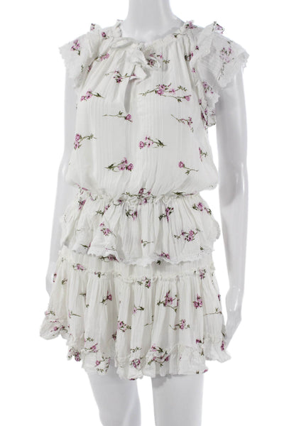 Skylar + Madison Womens Mini Dress White Rayon Short Sleeve Round Neck Size S