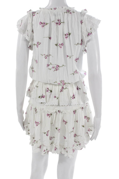Skylar + Madison Womens Mini Dress White Rayon Short Sleeve Round Neck Size S