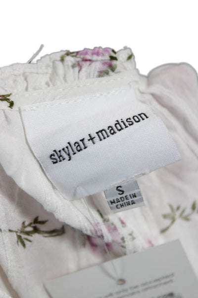 Skylar + Madison Womens Mini Dress White Rayon Short Sleeve Round Neck Size S