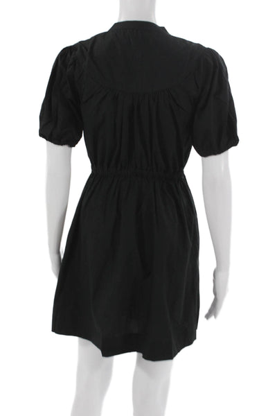 J Crew Womens Petite Fit & Flare Black Collared Short Sleeve Dress Size S