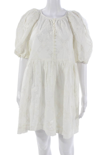 The Great Women A-Line Dress White Argyle Short Sleeve Size 0