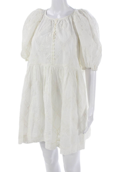 The Great Women A-Line Dress White Argyle Short Sleeve Size 0