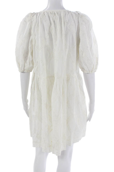 The Great Women A-Line Dress White Argyle Short Sleeve Size 0