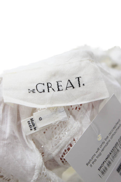 The Great Women A-Line Dress White Argyle Short Sleeve Size 0