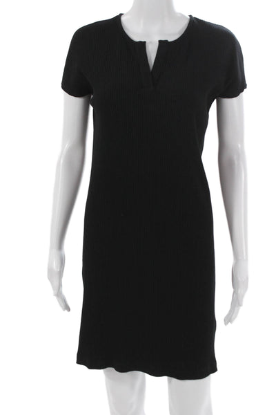 Amour Vert Womens T Shirt Dress Black V Neck Short Sleeve Modal Size XS