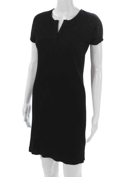 Amour Vert Womens T Shirt Dress Black V Neck Short Sleeve Modal Size XS