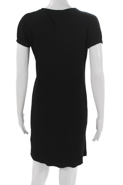 Amour Vert Womens T Shirt Dress Black V Neck Short Sleeve Modal Size XS