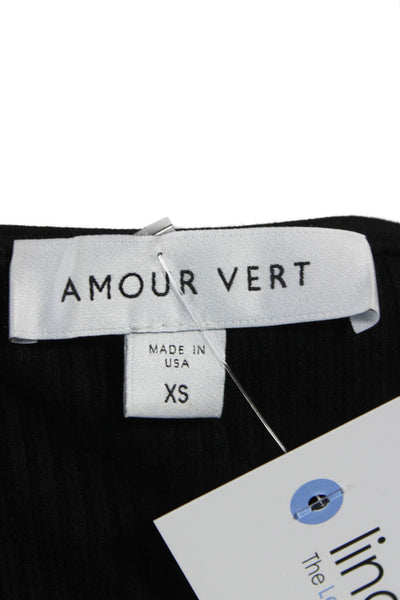 Amour Vert Womens T Shirt Dress Black V Neck Short Sleeve Modal Size XS