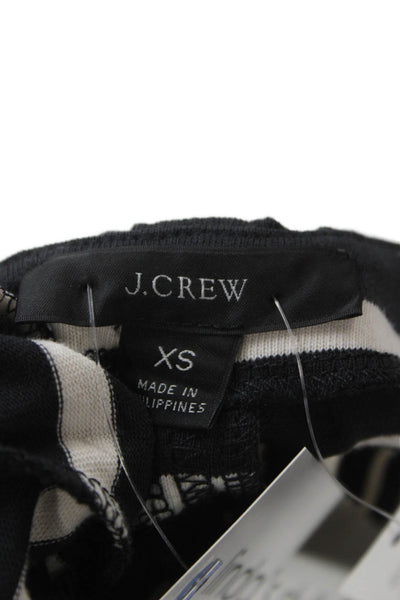 J Crew Womens Shift Dress Black Striped Boat Neck Short Sleeve Short Size XS