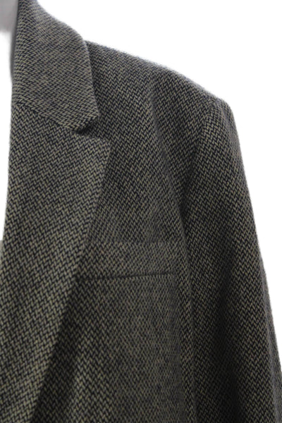 Marant Etoile Women Herringbone Wool Blazer Black Button Long Sleeve Size 38