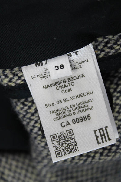 Marant Etoile Women Herringbone Wool Blazer Black Button Long Sleeve Size 38