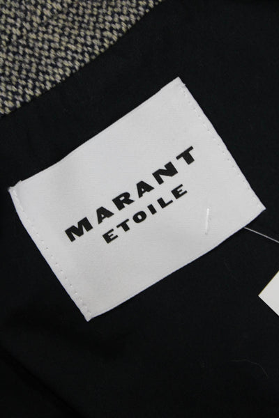 Marant Etoile Women Herringbone Wool Blazer Black Button Long Sleeve Size 38