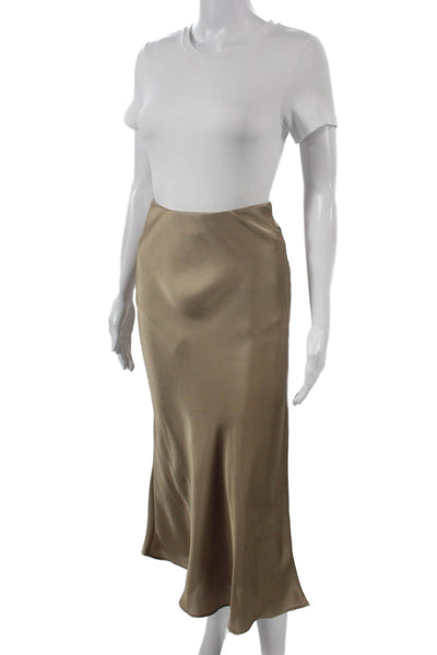 Zara Women A-Line Satin Midi Skirt Beige Size M
