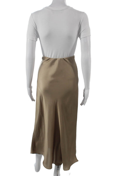 Zara Women A-Line Satin Midi Skirt Beige Size M