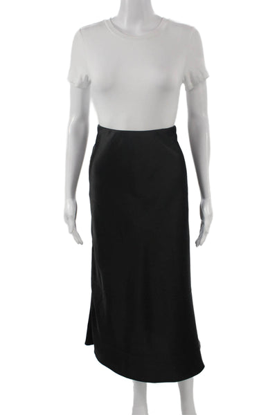 Zara Womens A-Line Midi Skirt Black Polyester Pull On Size M
