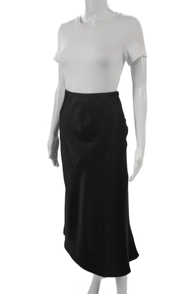 Zara Womens A-Line Midi Skirt Black Polyester Pull On Size M
