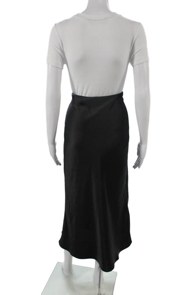 Zara Womens A-Line Midi Skirt Black Polyester Pull On Size M