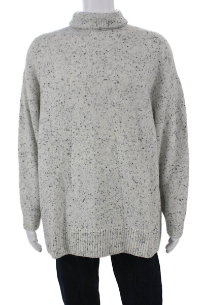 Zara Women Pullover Turtleneck Gray Cashmere Blend Long Sleeve Size L
