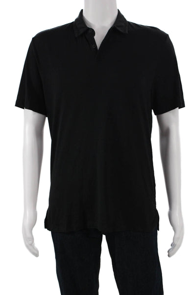 Paige Mens Black Cotton Collared Short Sleeve Polo Size M