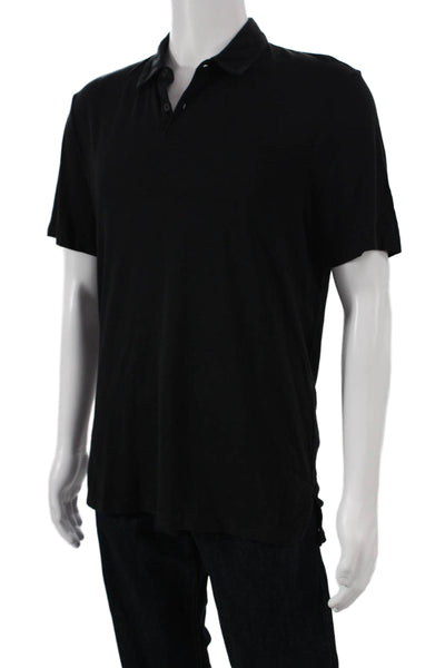 Paige Mens Black Cotton Collared Short Sleeve Polo Size M