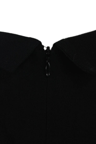 Maje Women Fit & Flare Black Collared Short Sleeve Viscose Zip Dress Size 1