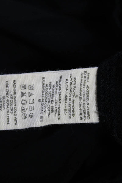 Free People Women Basic Black High Neck Long Sleeve Rayon Blouse Size XS