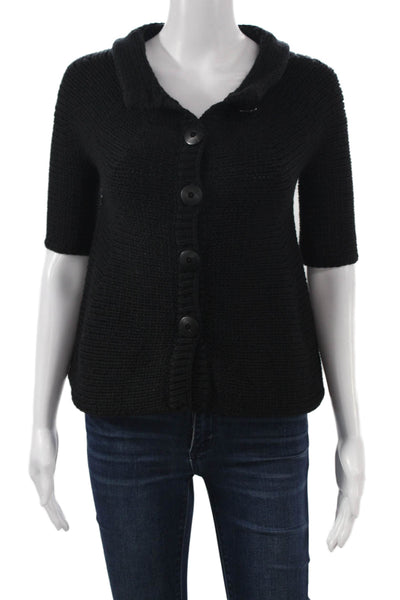 Vince Womens Black Wool Collared 3/4 Sleeve Cardigan Size XS